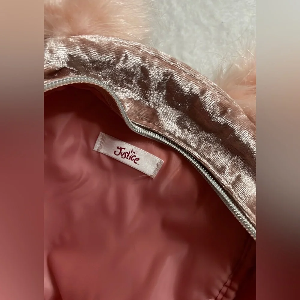 Justice Initial M  Mini Peachy Pink Velvet Back Pack